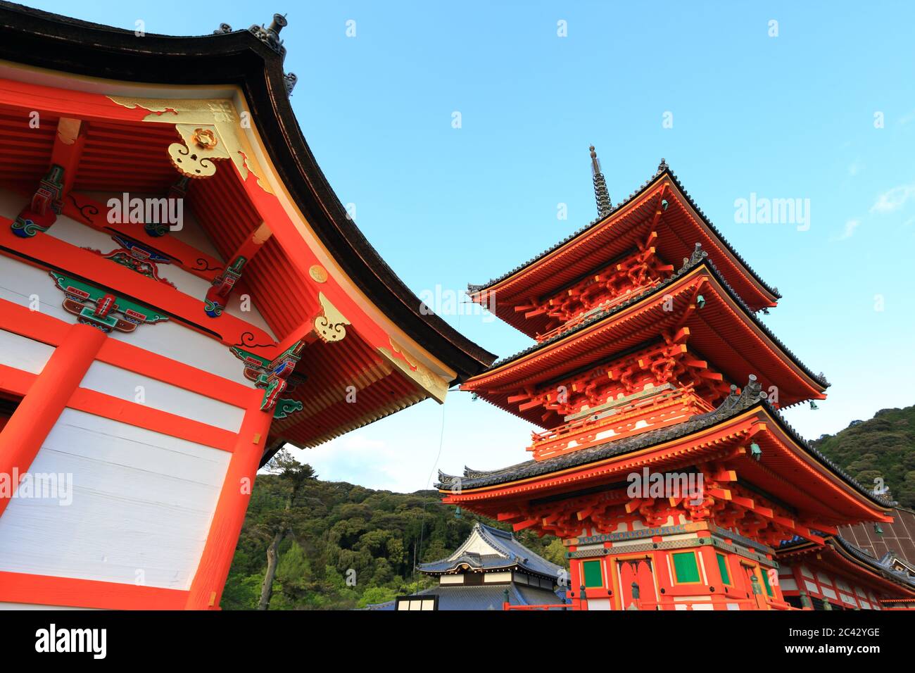 Kyoto, Japan - 15th April, 2018. Kiyomizu-dera Shrine in Kyoto. National and international tourists flock here all year long. Stock Photo