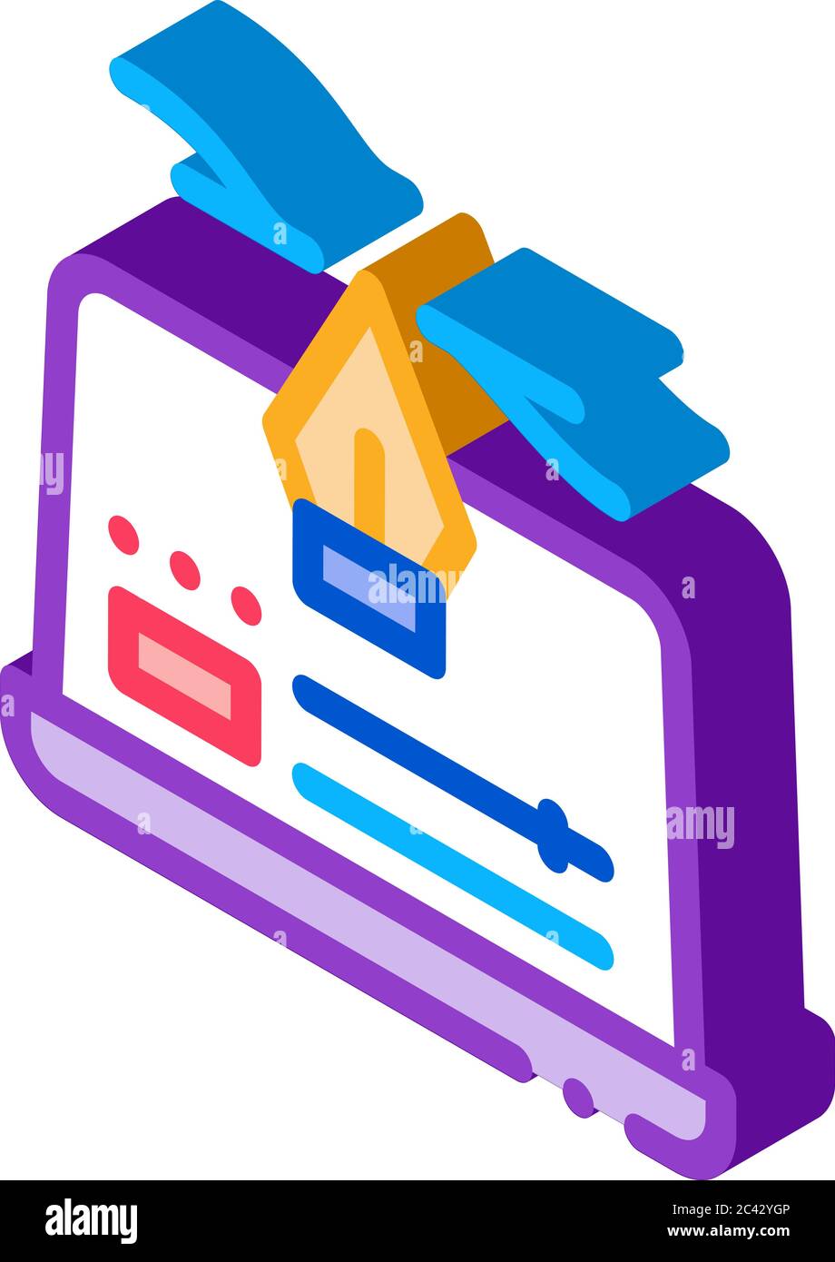 computer maker movie settings isometric icon vector illustration Stock Vector