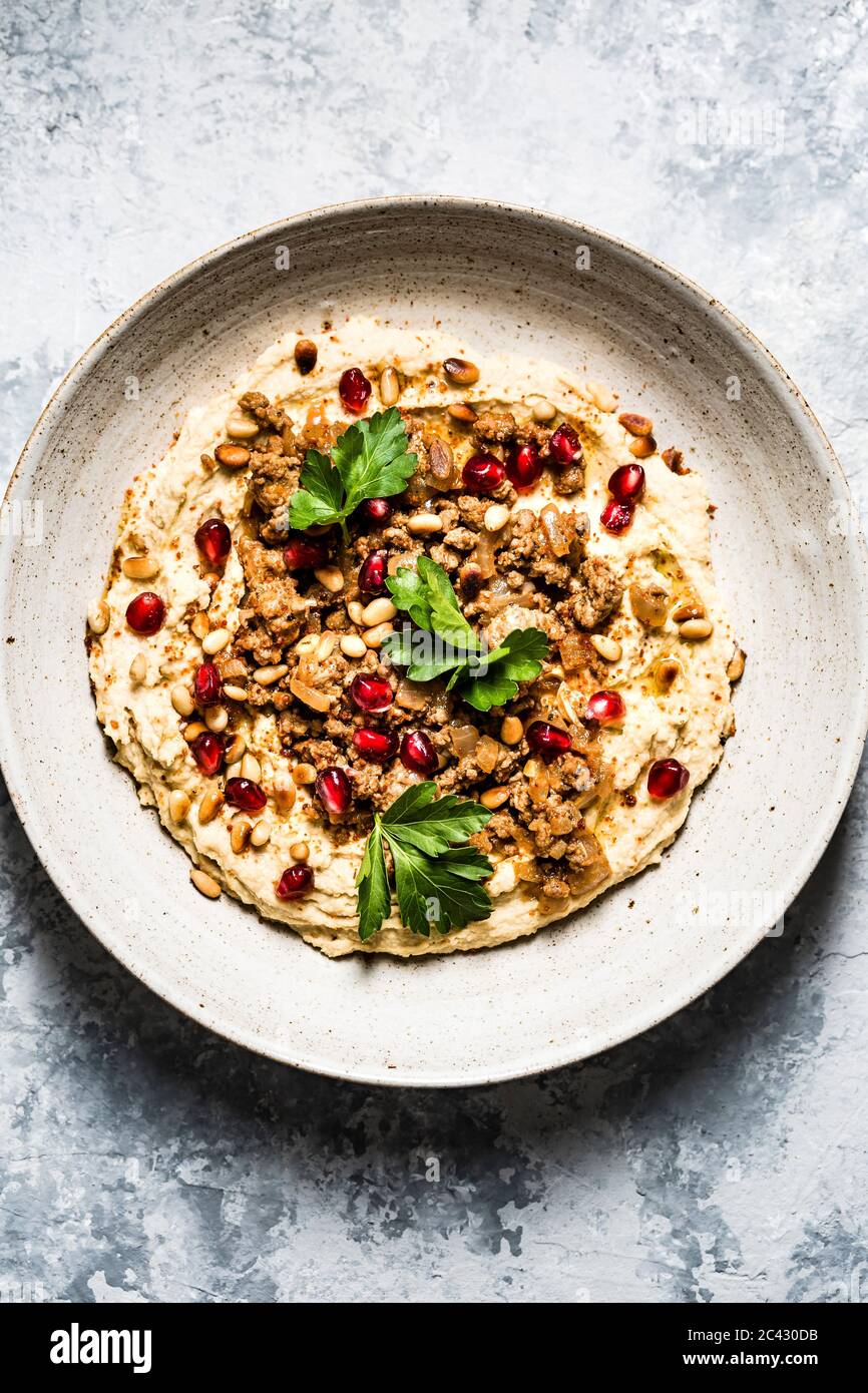 Hummus and Lamb Stock Photo