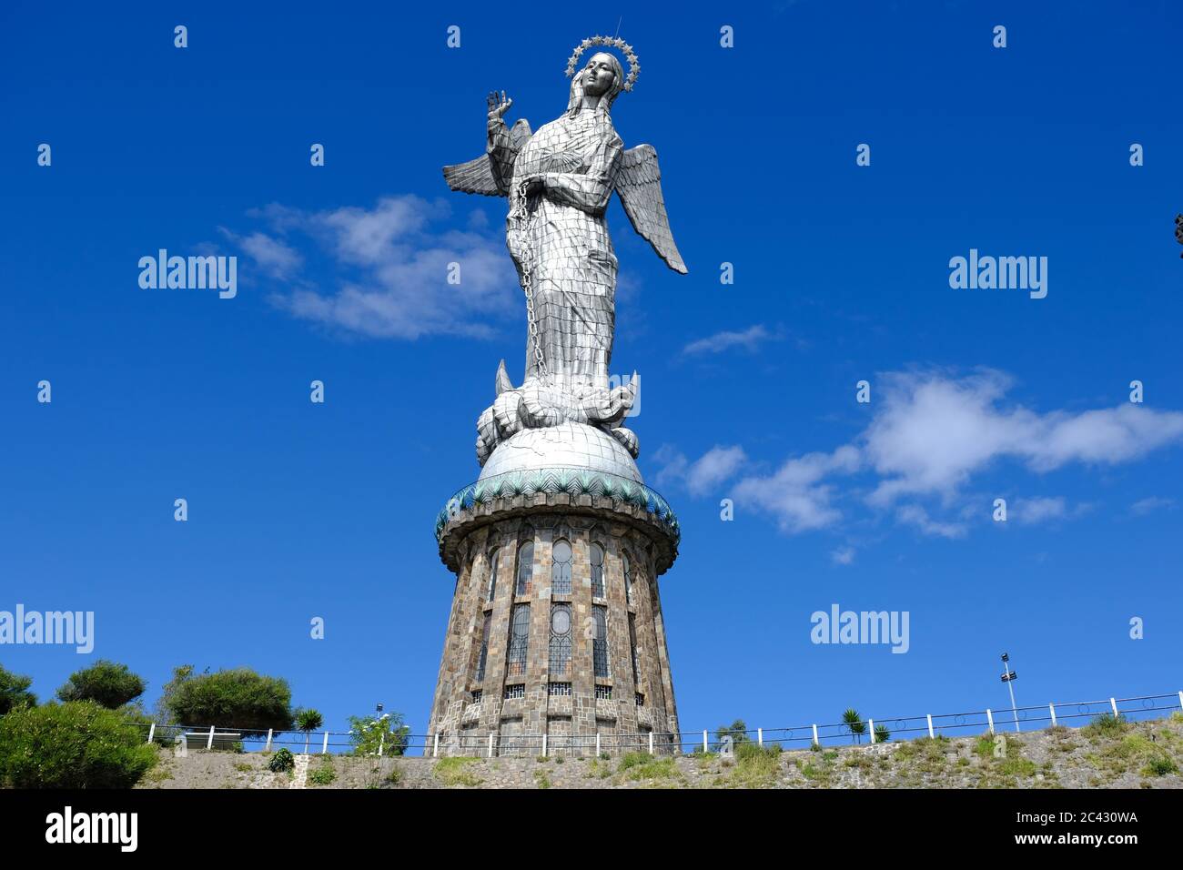 Ecuador Quito Virgin of El Panecillo Hilltop statue winged Virgin Mary Stock Photo