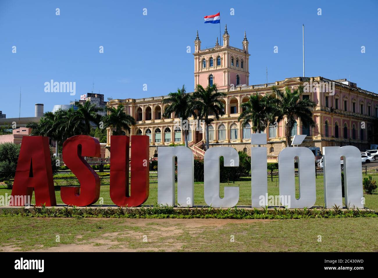 Paraguay Asuncion Palacio de Lopez president office and government panoramic view Stock Photo