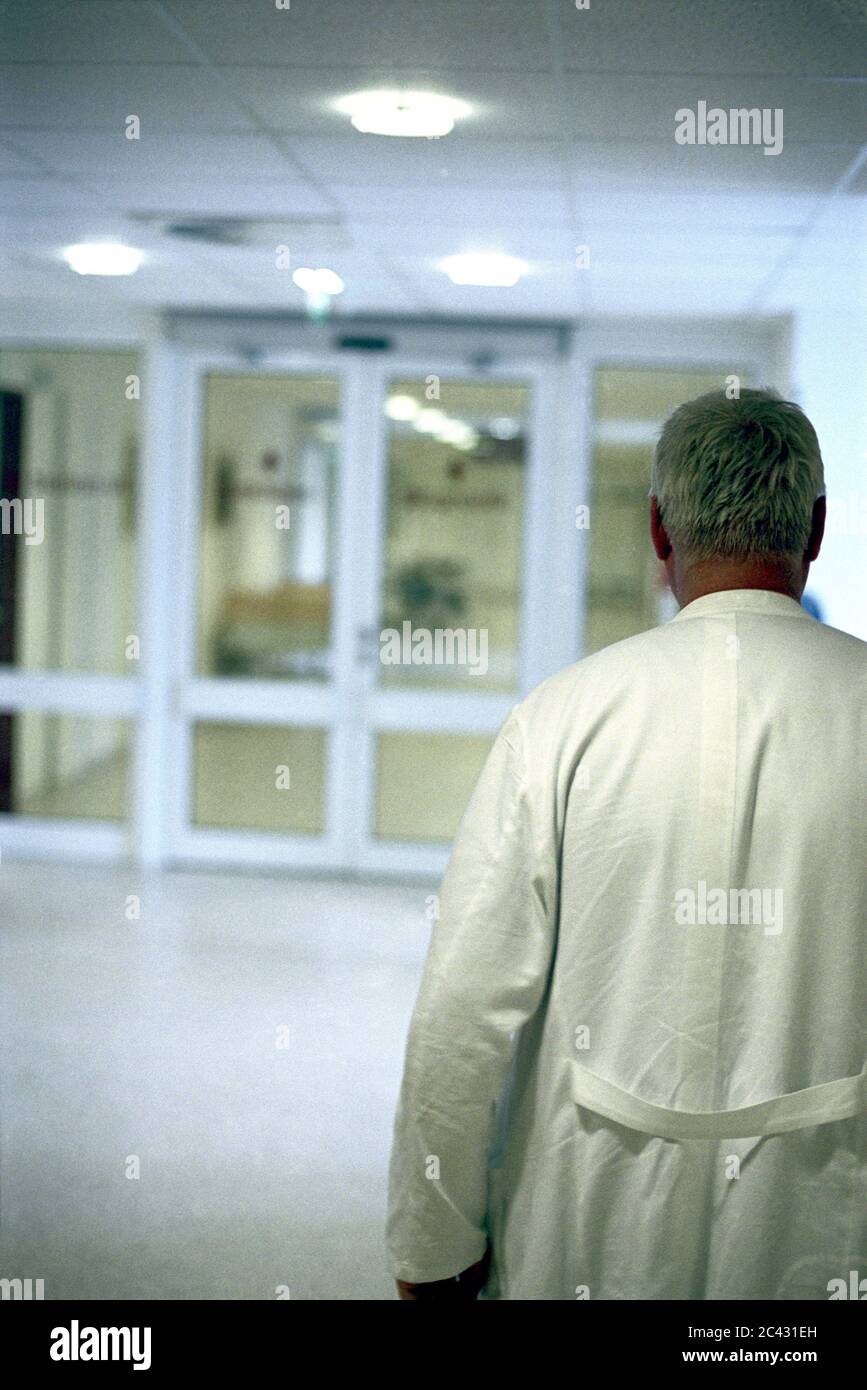 Doctor (rear view) - hospital Stock Photo