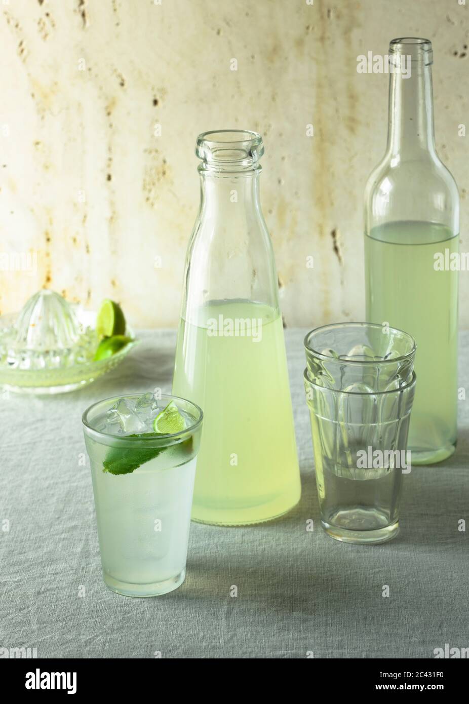 Lime and Lemon Cordial Stock Photo Alamy