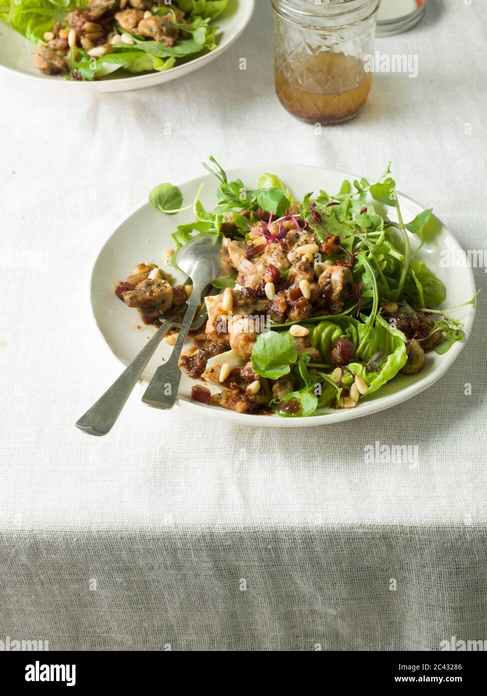 Warm Mushroom and Pancetta Salad Stock Photo