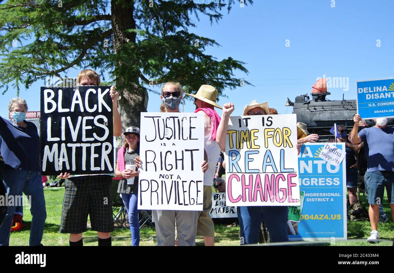 mostly white black lives matter protesters in kingman arizona support justice for george floyd Stock Photo