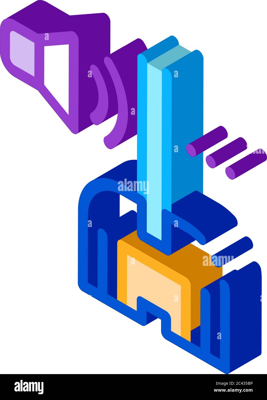soundproof window glass isometric icon vector illustration Stock Vector