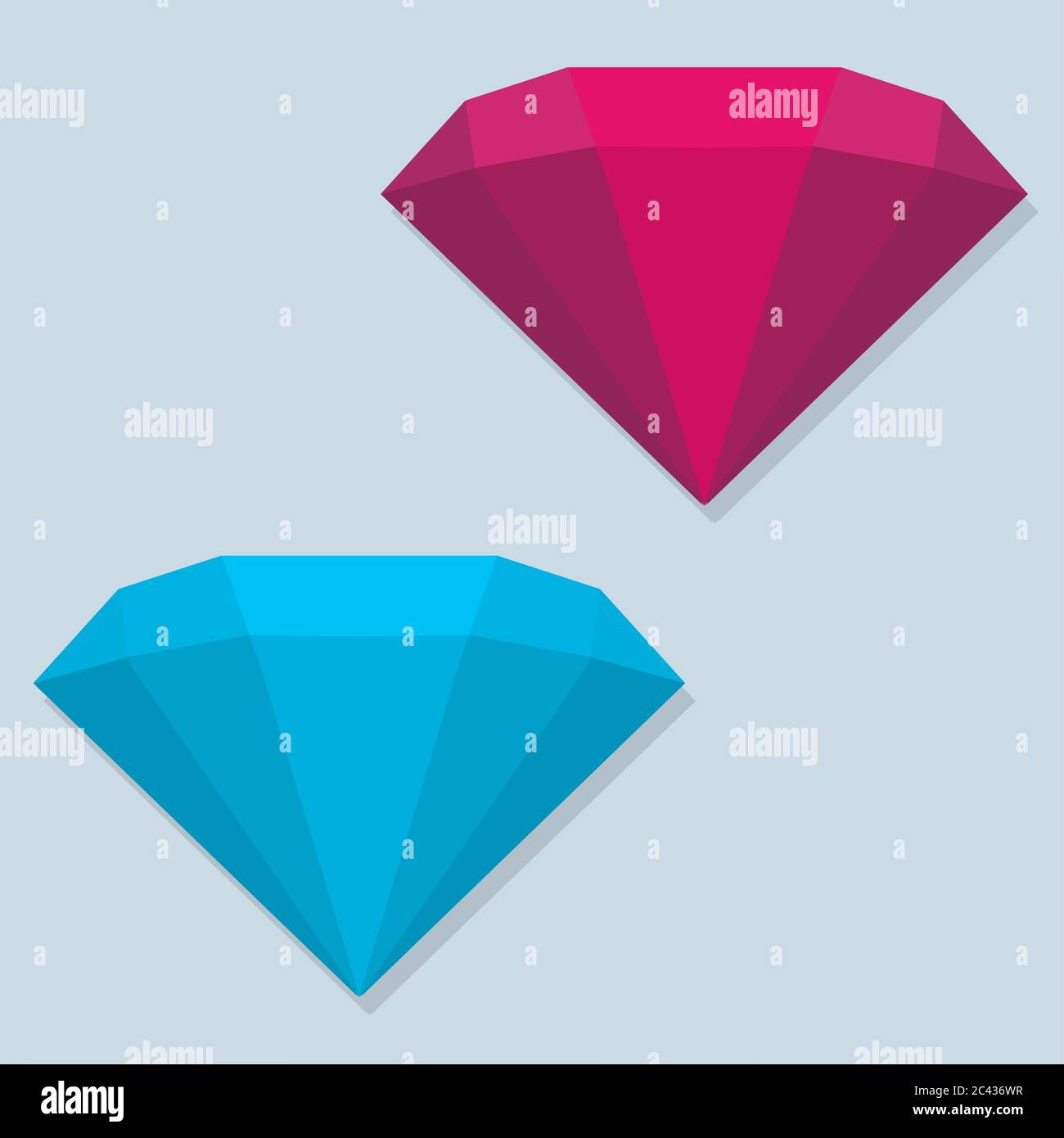 red diamond and blue diamond isolated vector illustration Stock Vector