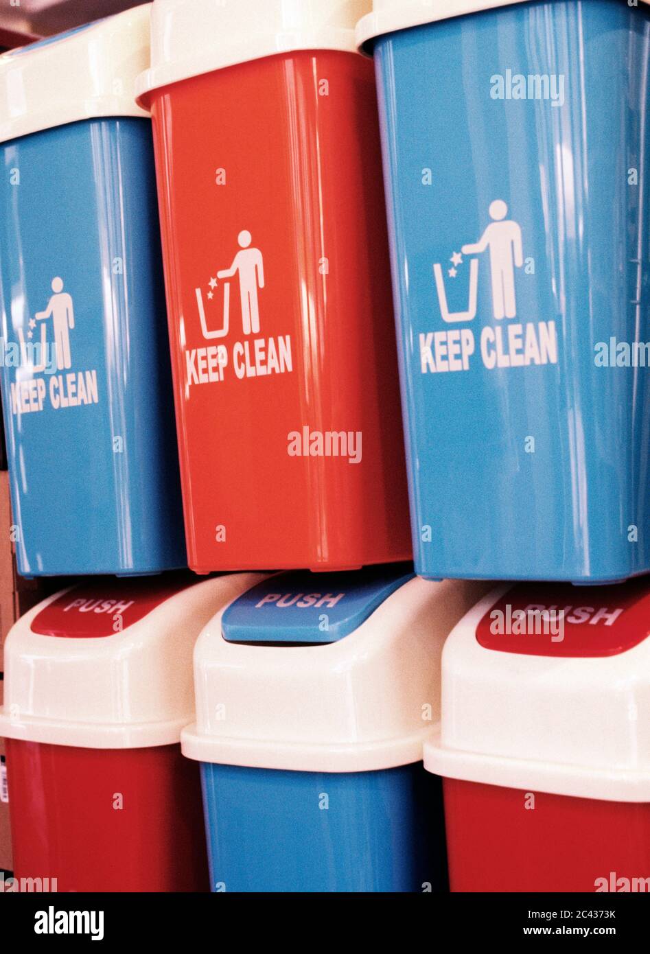 Stacked rubbish bins mass production Stock Photo Alamy