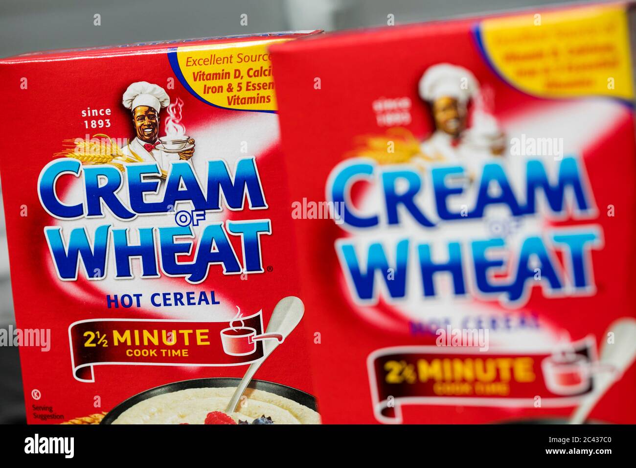 Boxes of Cream of Wheat products. Stock Photo