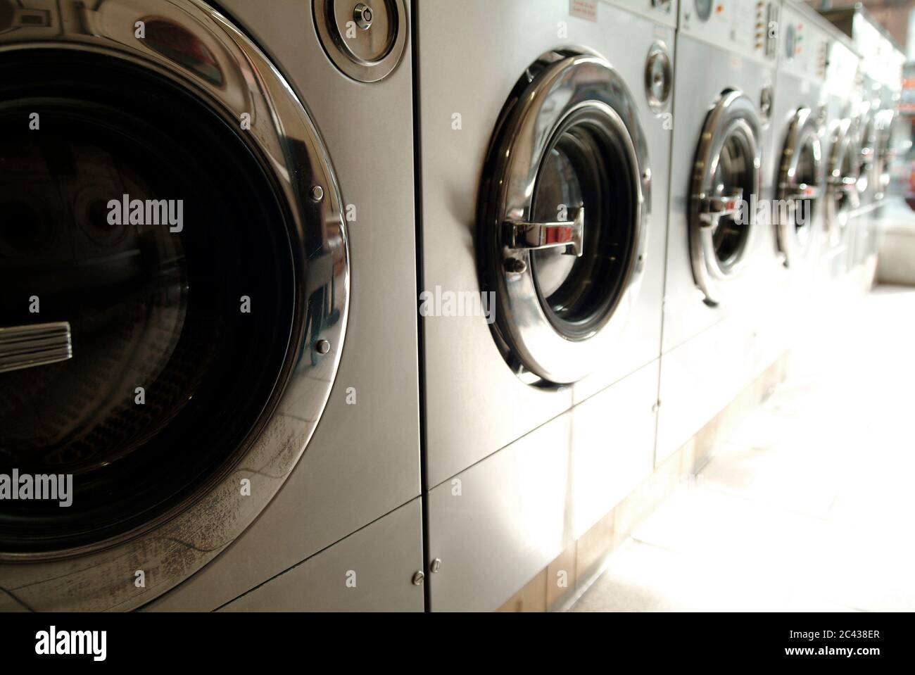 Washing machines Laundromat London England Stock Photo Alamy