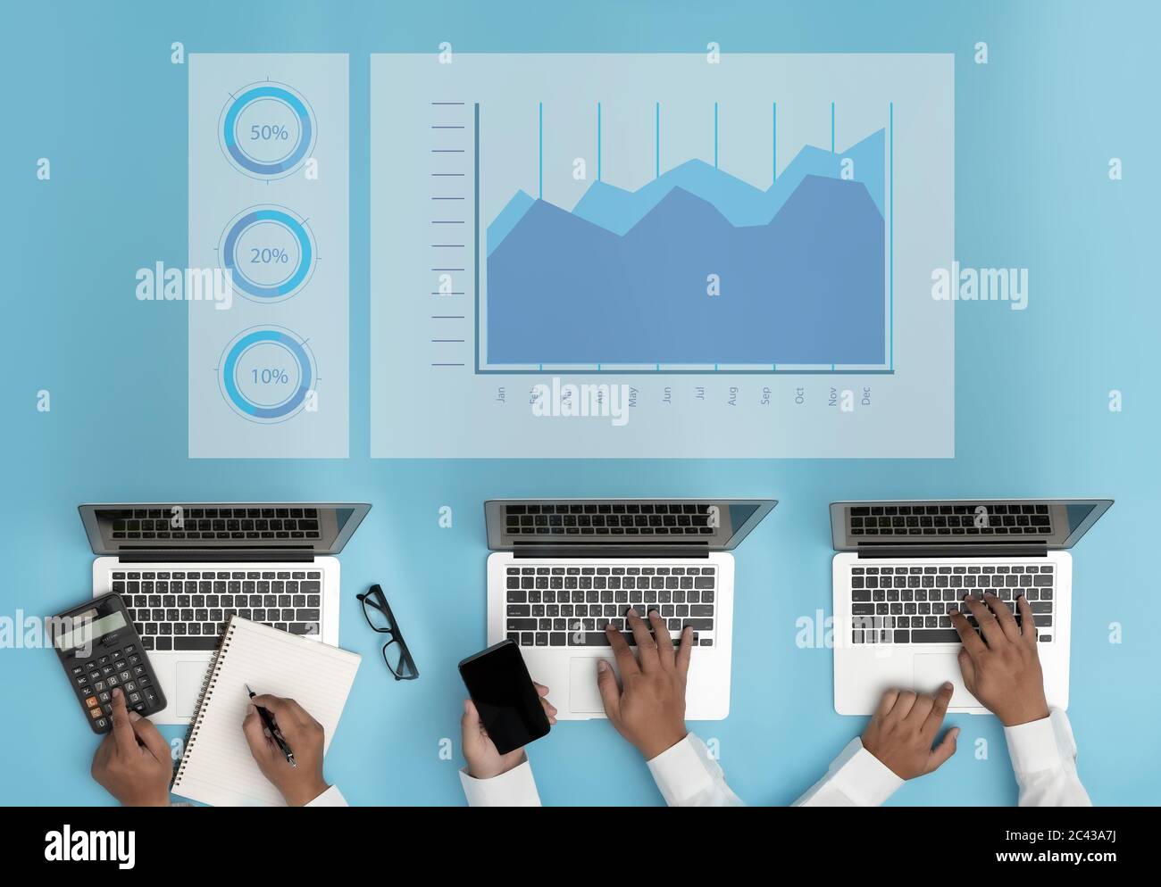Business People Accounting Document Information Financial  analyzing financial reports Stock Photo