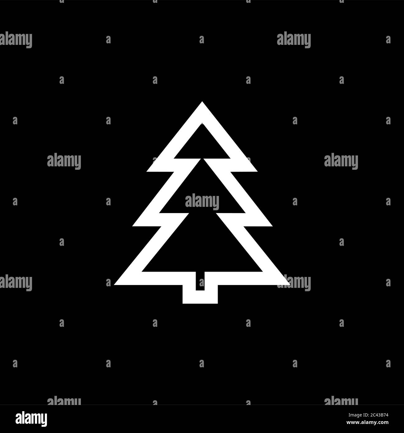 Christmas Tree Icon On Black Background. Black Flat Style Vector ...