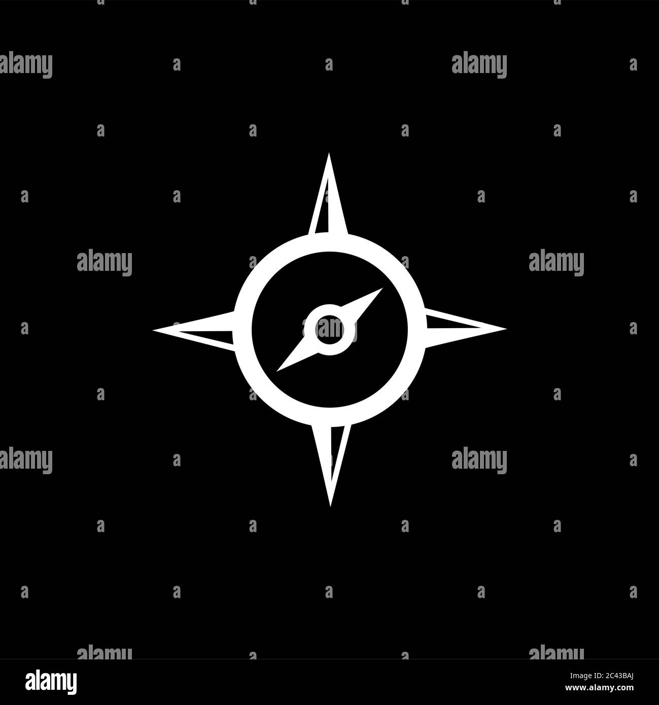 Compass Icon On Black Background. Black Flat Style Vector Illustration ...