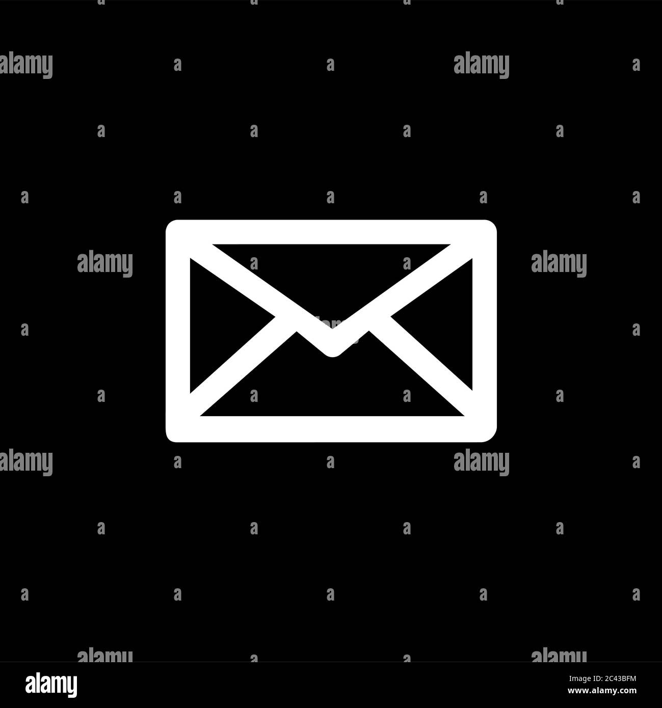 Email Icon On Black Background. Black Flat Style Vector ...