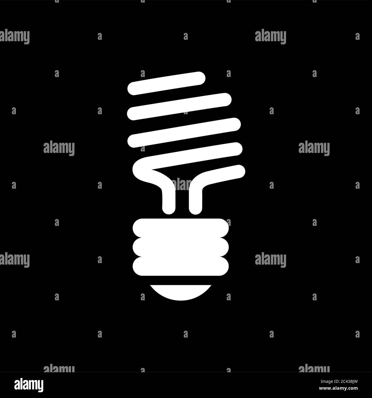 Energy Saving Bulb Icon On Black Background. Black Flat Style Vector ...
