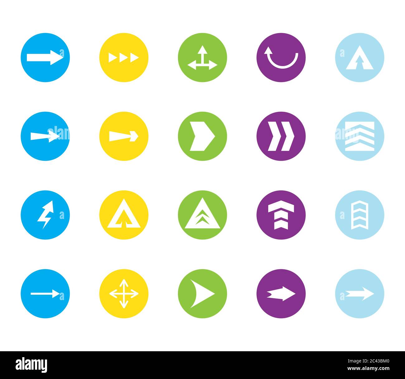 Arrows with differents directions block style icon set design of web ...