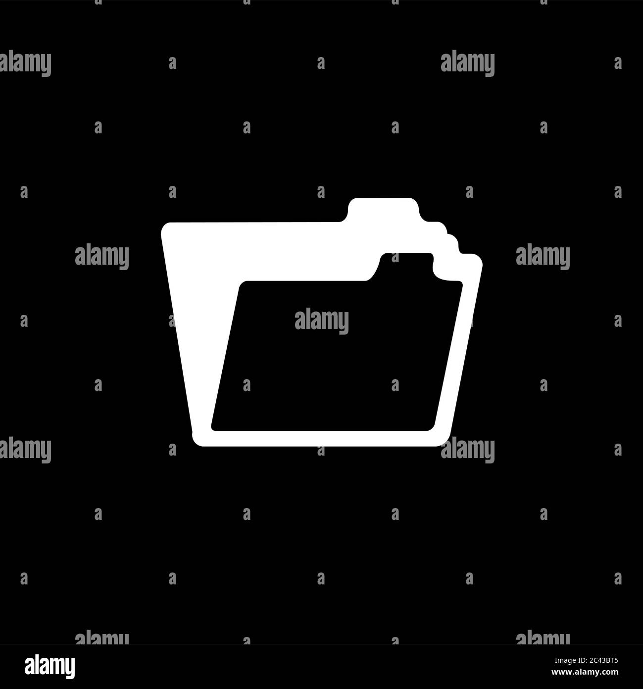 Folder Icon On Black Background. Black Flat Style Vector Illustration