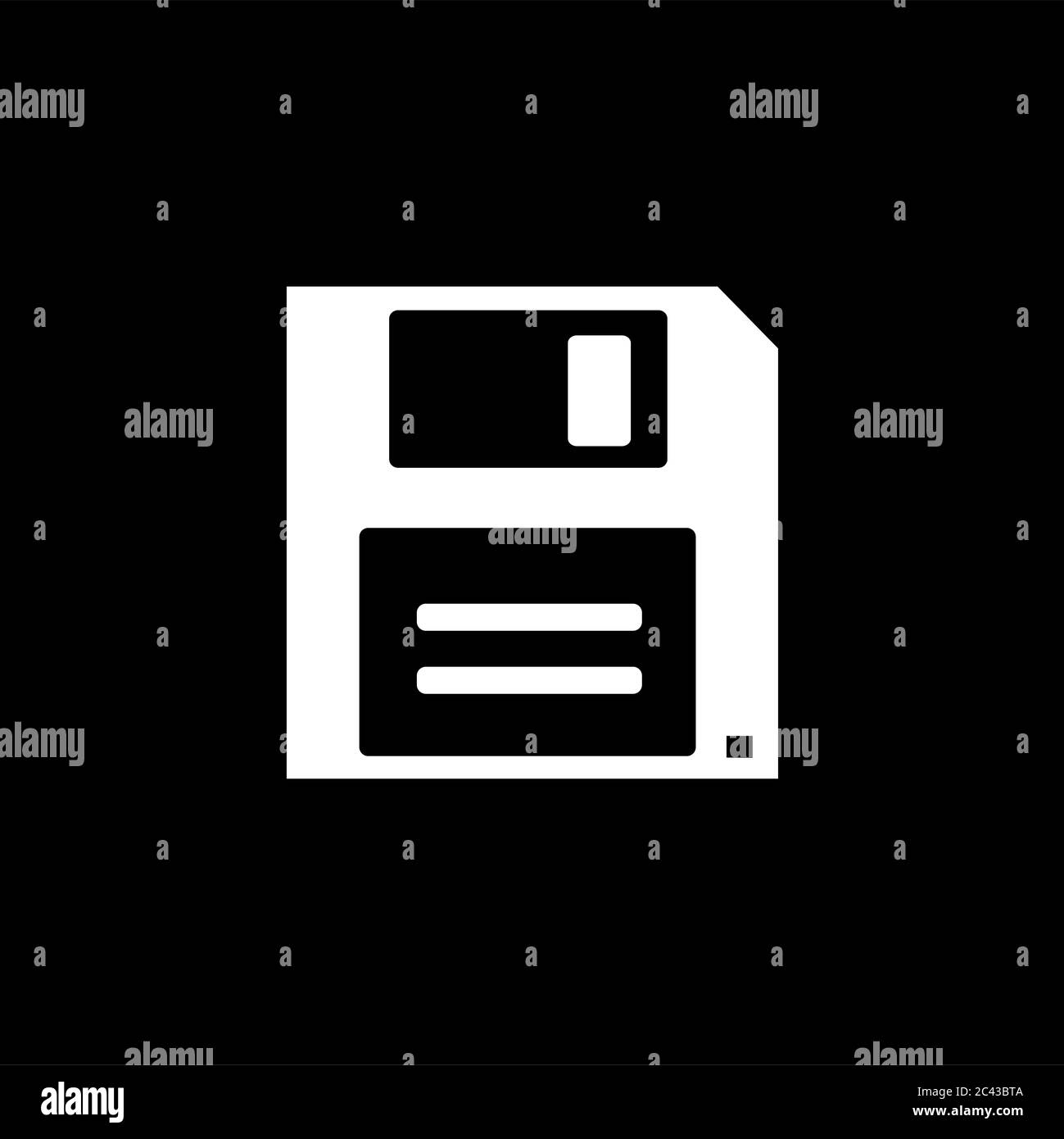 Floppy Disc Icon On Black Background. Black Flat Style Vector