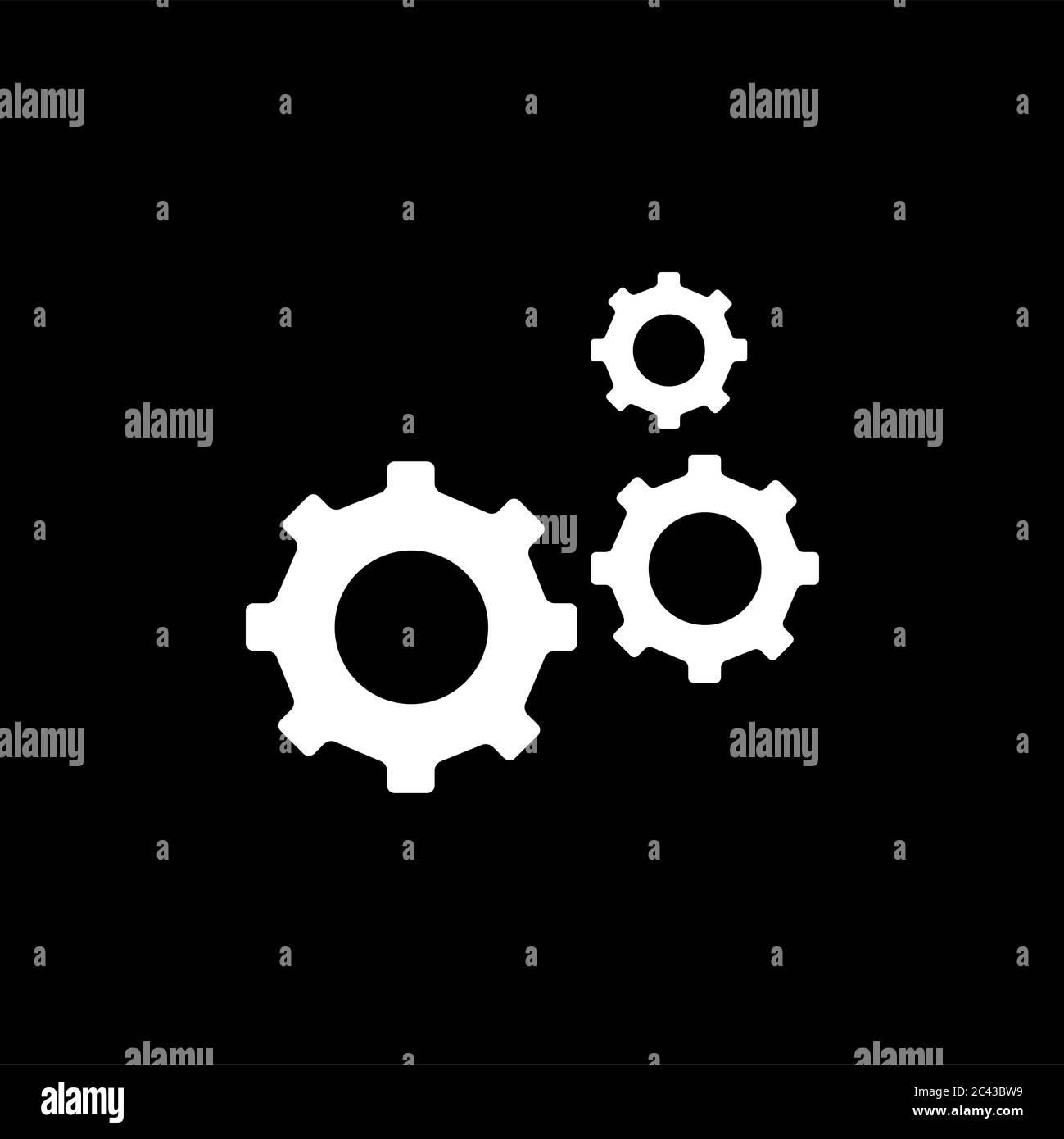 Gear Icon On Black Background. Black Flat Style Vector Illustration ...
