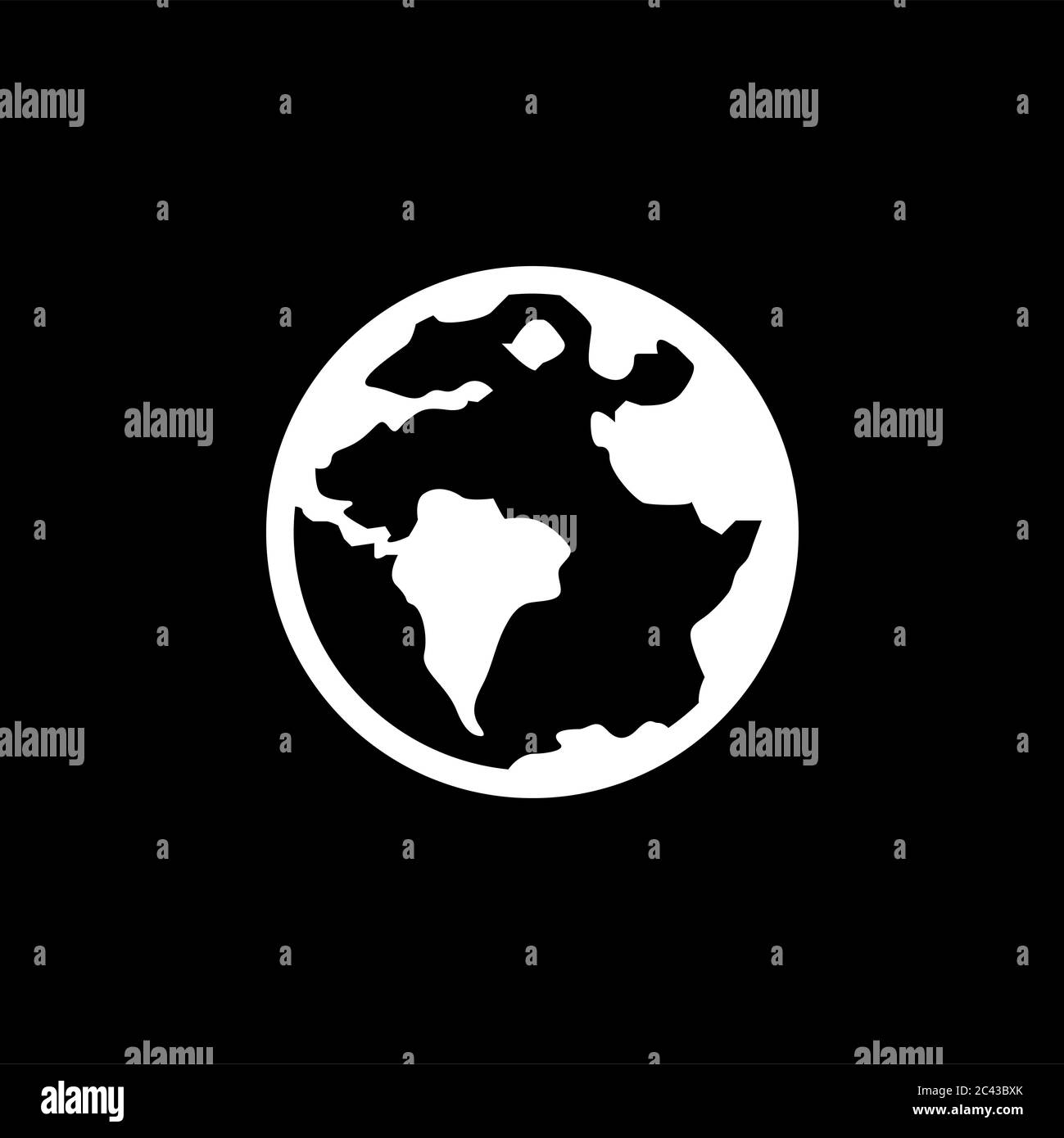 Globe Icon On Black Background. Black Flat Style Vector Illustration ...