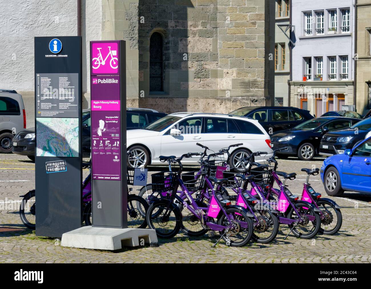 The PubliBike station, part of the Swiss bikesharing system, is