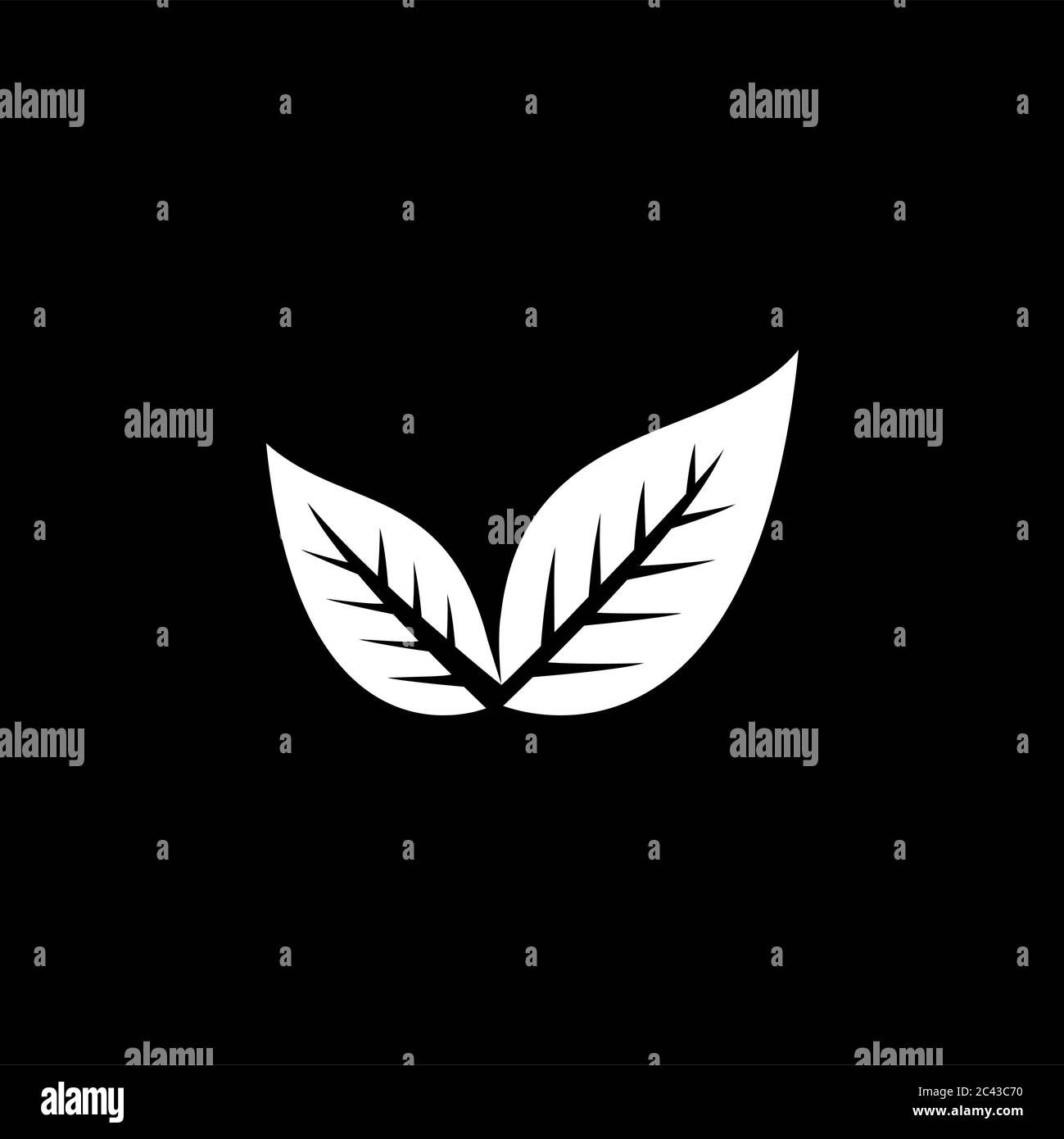 Leaf Icon On Black Background. Black Flat Style Vector Illustration ...