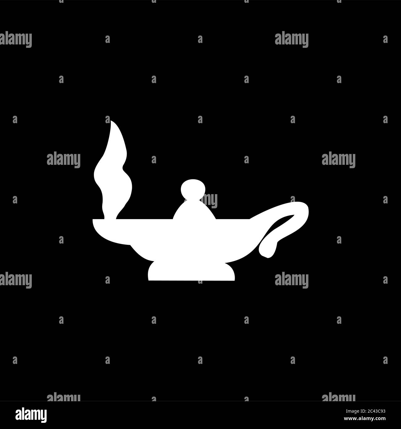 Magic Oil Lamp Icon On Black Background. Black Flat Style Vector ...