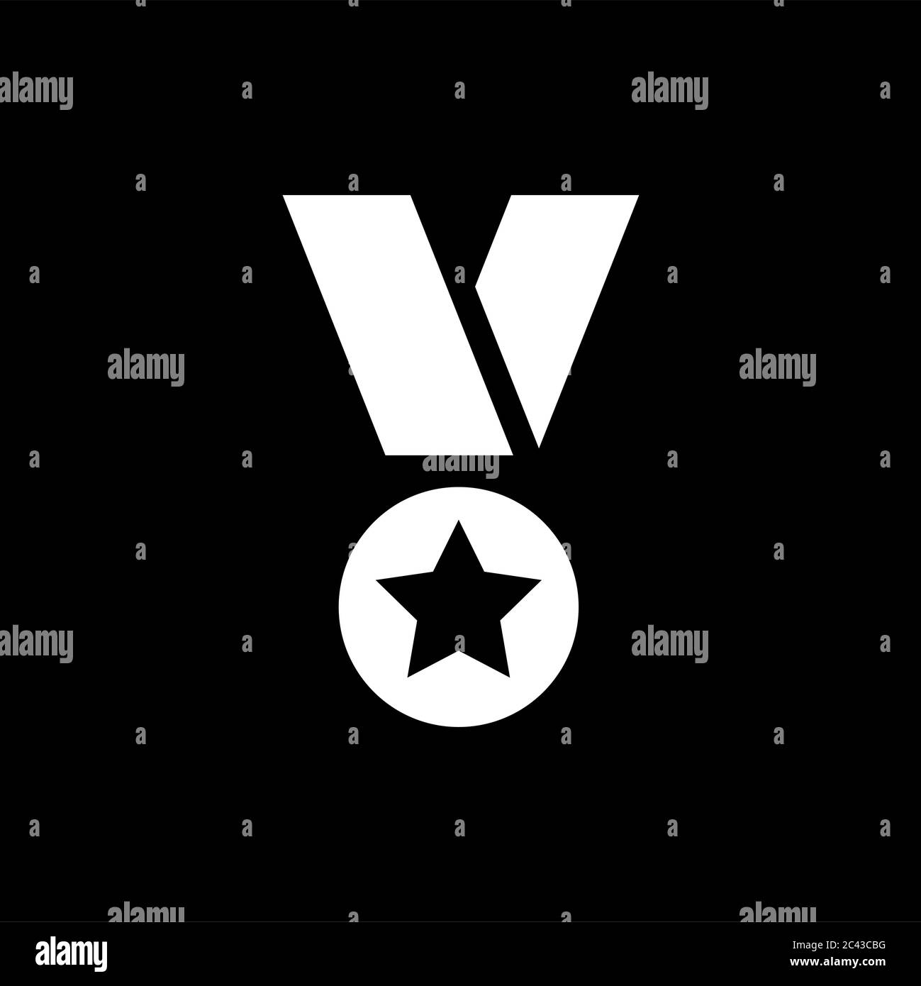 Medal Icon On Black Background. Black Flat Style Vector Illustration ...
