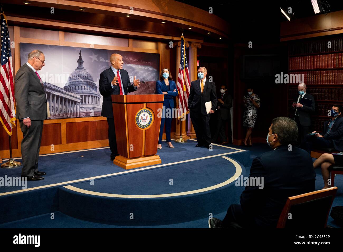 Washington, United States. 23rd June, 2020. Senator Cory Booker (D-NJ) speaks at the Democratic Senate press conference. Credit: SOPA Images Limited/Alamy Live News Stock Photo