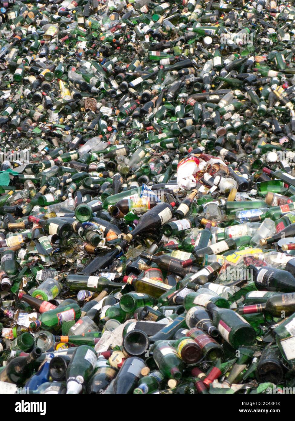 Pile of glass bottles on a landfill, Stuttgart, BadenWürttemberg
