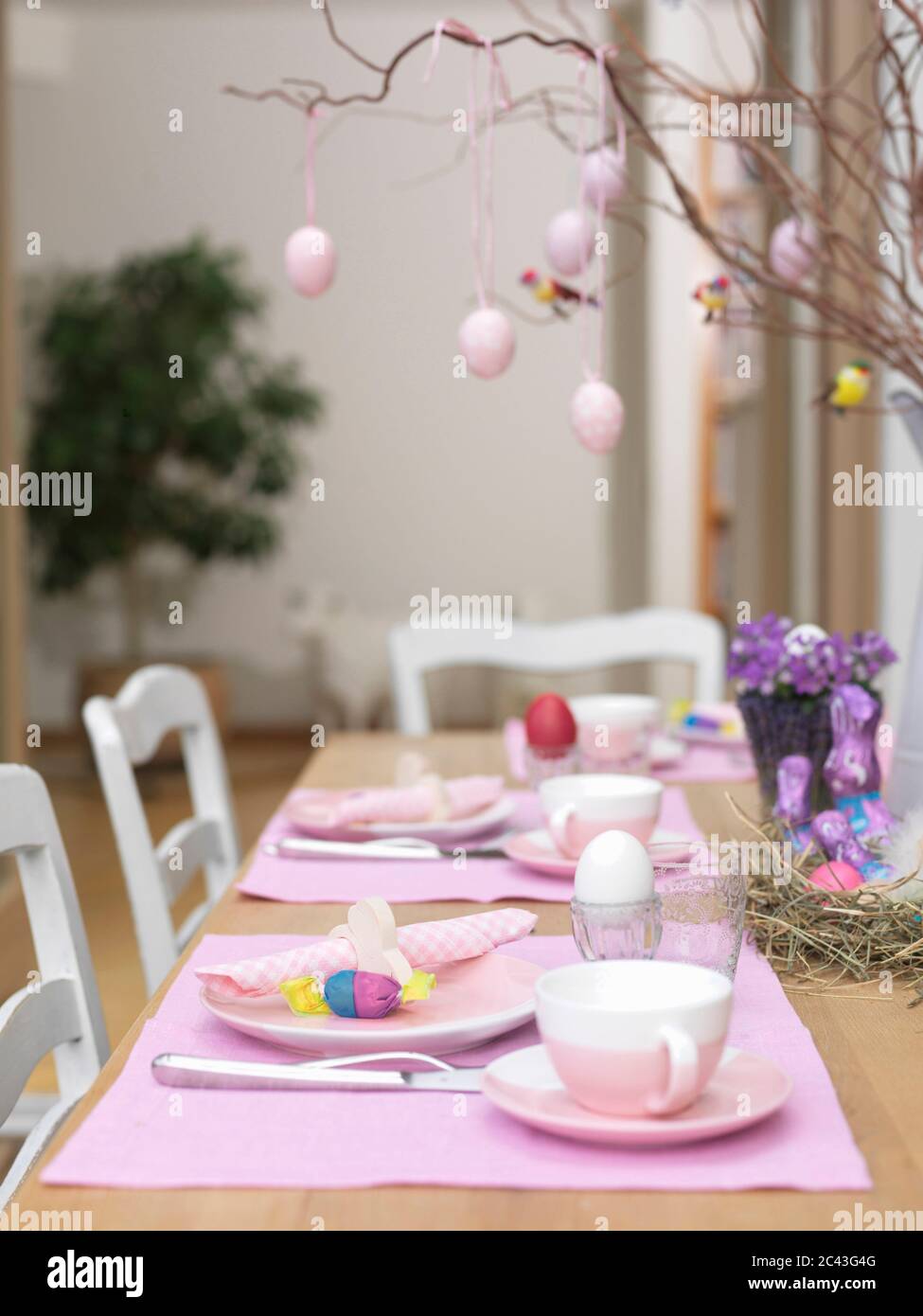Laid Easter table, Munich, Bavaria, Germany Stock Photo