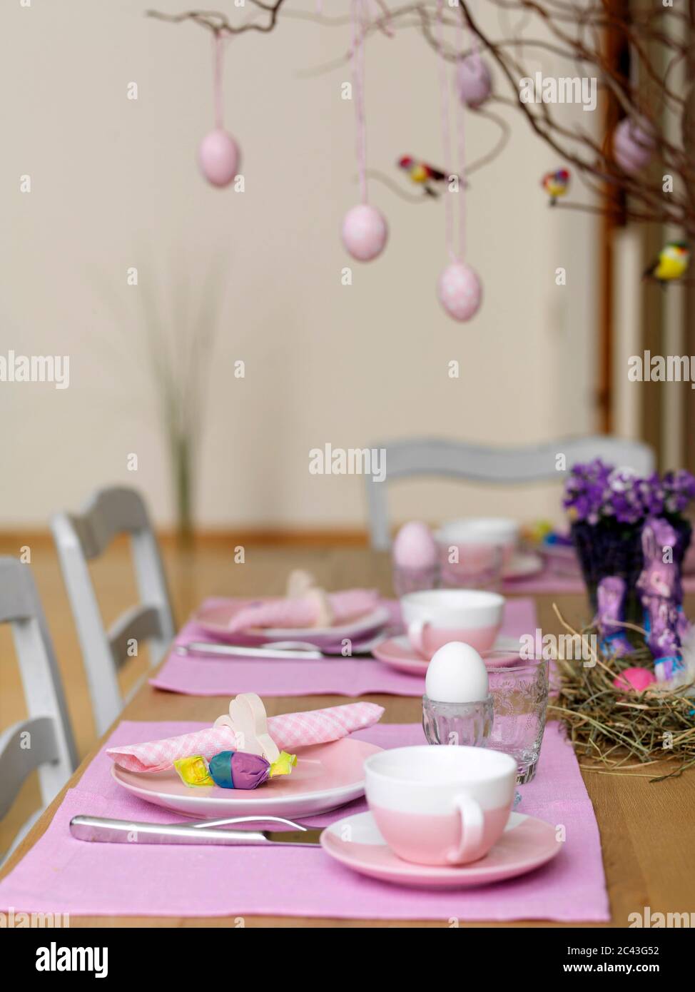 Laid Easter table, Munich, Bavaria, Germany Stock Photo