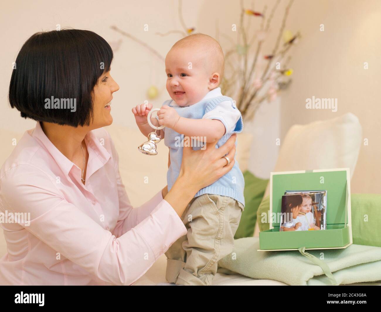 Mother and baby at home, Munich, Bavaria, Germany Stock Photo Alamy