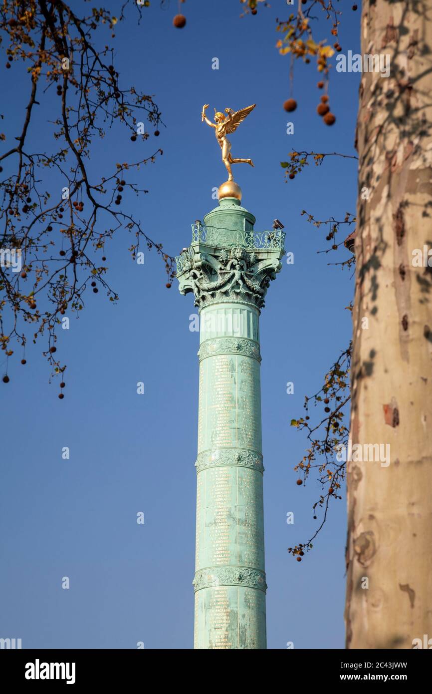 Colonne de Juillet, Place de la Bastille. Paris, France Stock Photo
