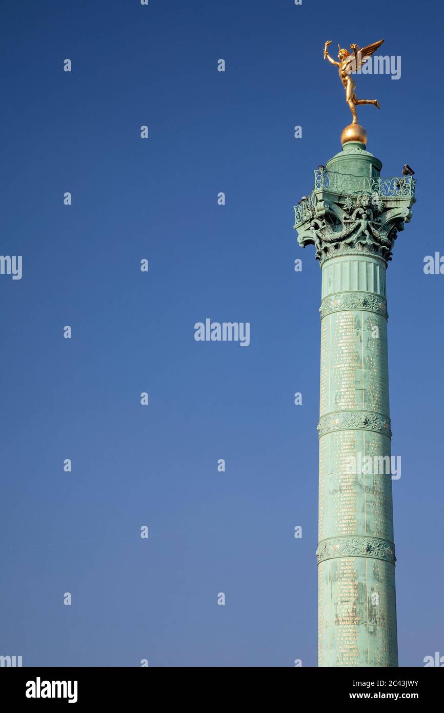 Colonne de Juillet, Place de la Bastille. Paris, France Stock Photo