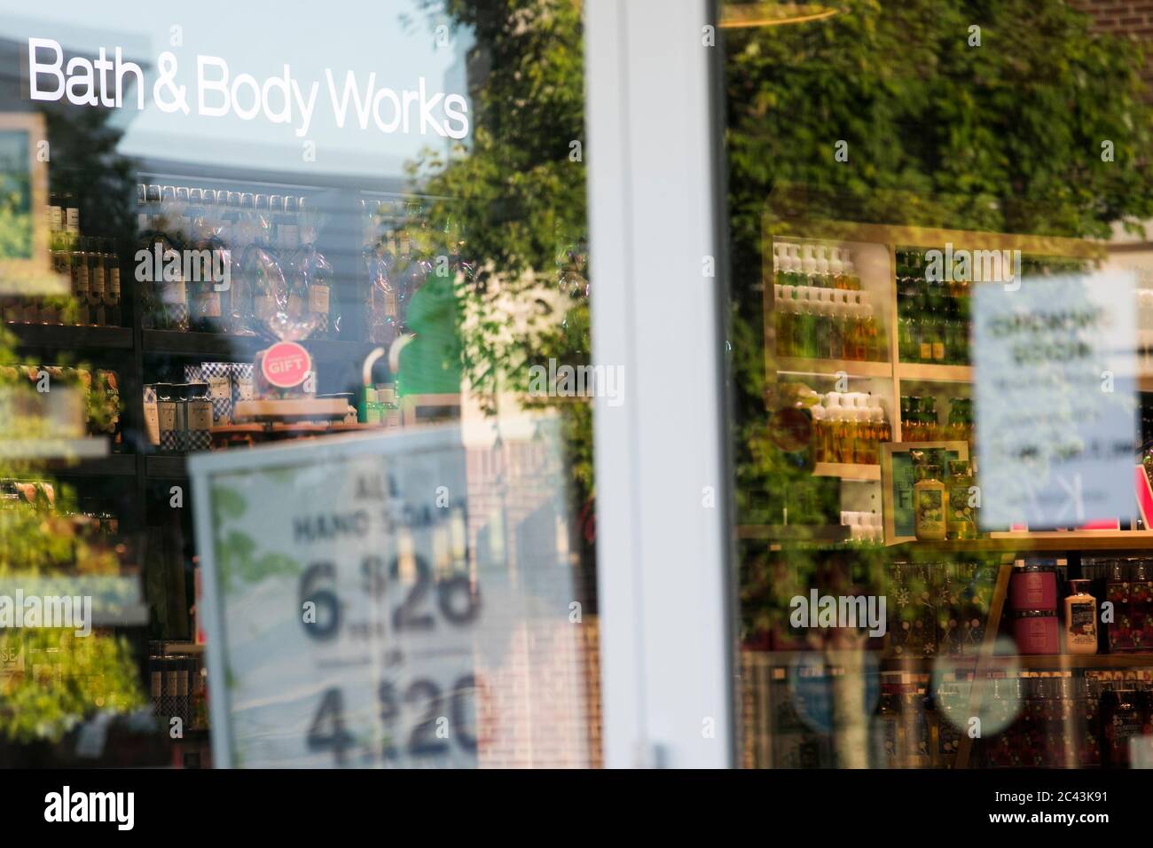 A logo sign outside of a Bath & Body Works retail store location in Bowie, Maryland on June 8, 2020. Stock Photo