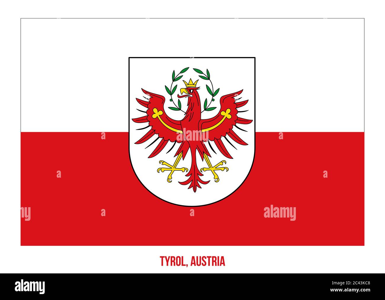 Tyrol Flag Vector Illustration on White Background. States Flag of Austria. Stock Vector