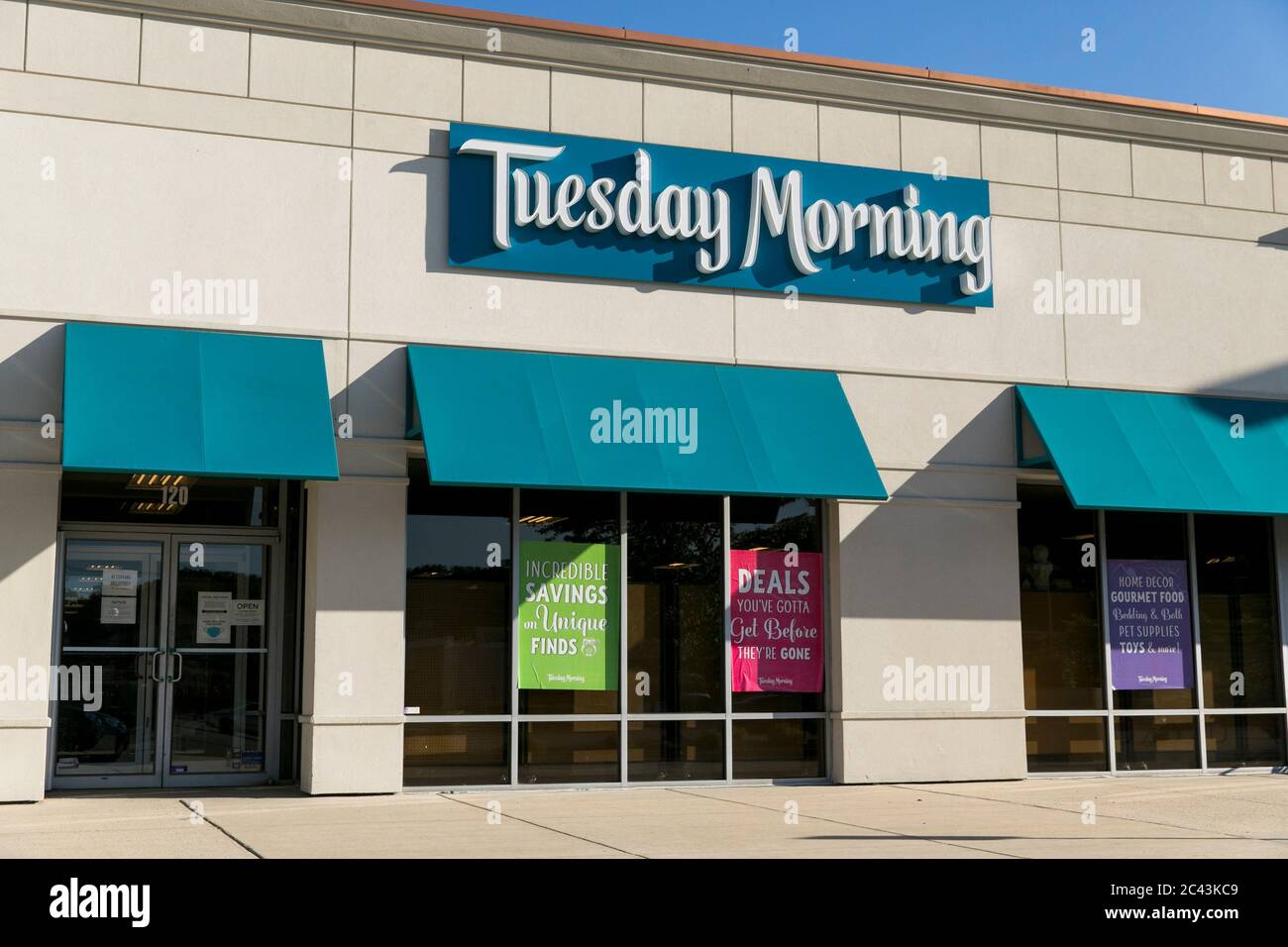 A logo sign outside of a Tuesday Morning retail store location in Bowie, Maryland on June 8, 2020. Stock Photo