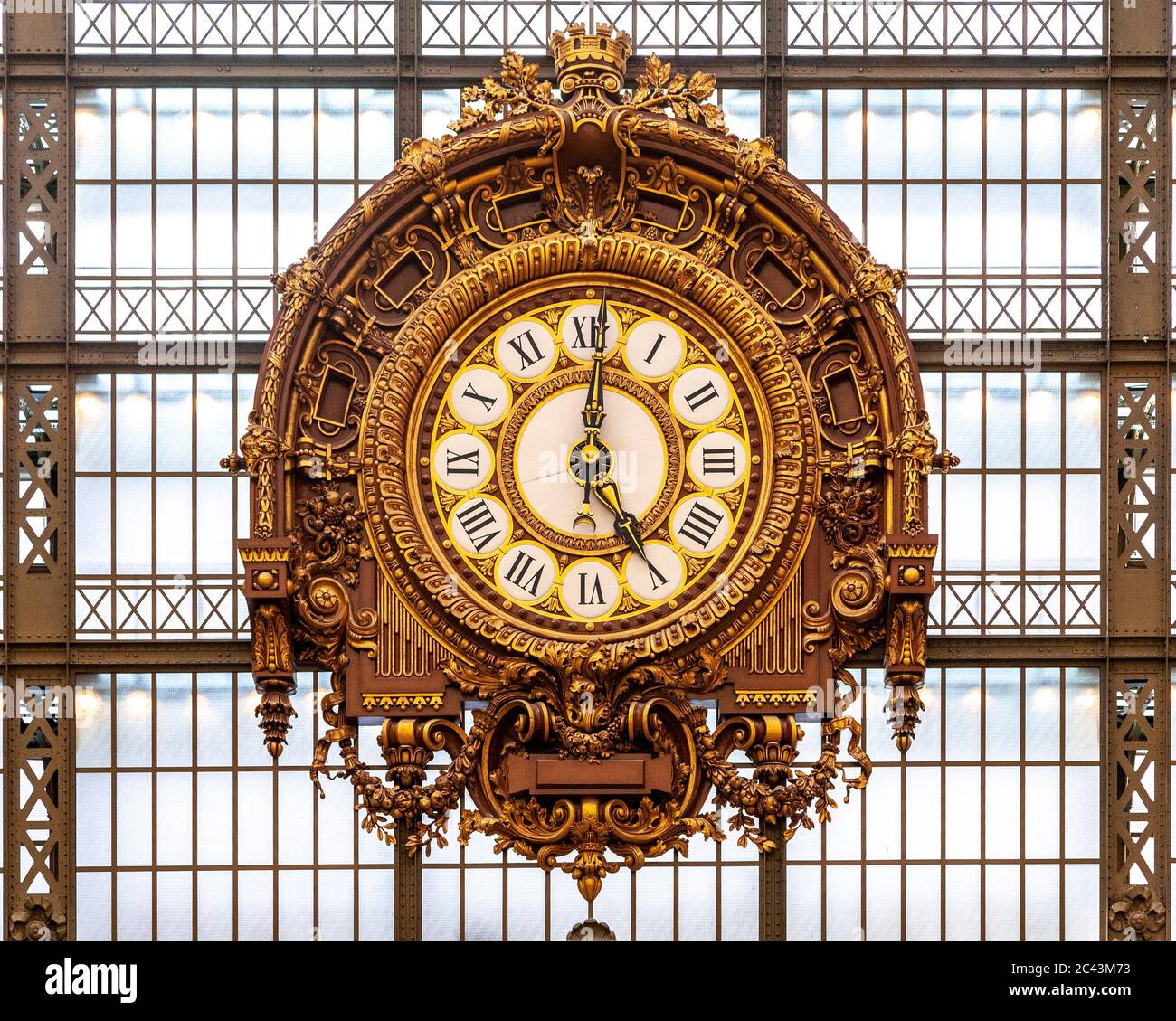 Large gold clock in the Musee d'Orsay, Paris, France Stock Photo