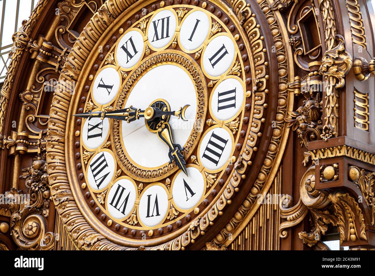 Large gold clock in the Musee d'Orsay, Paris, France Stock Photo