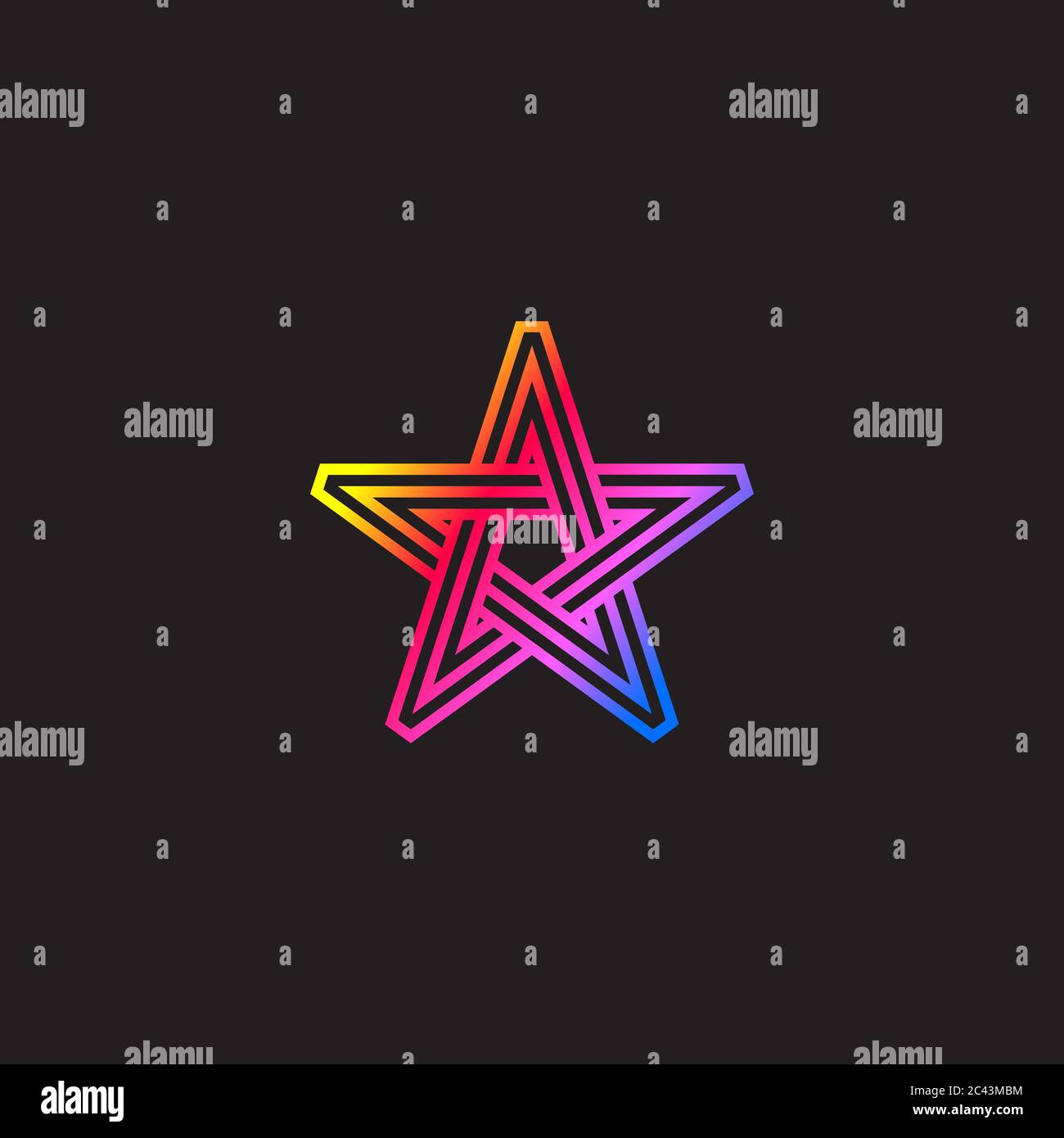 Gradient impossible star on black background Stock Vector