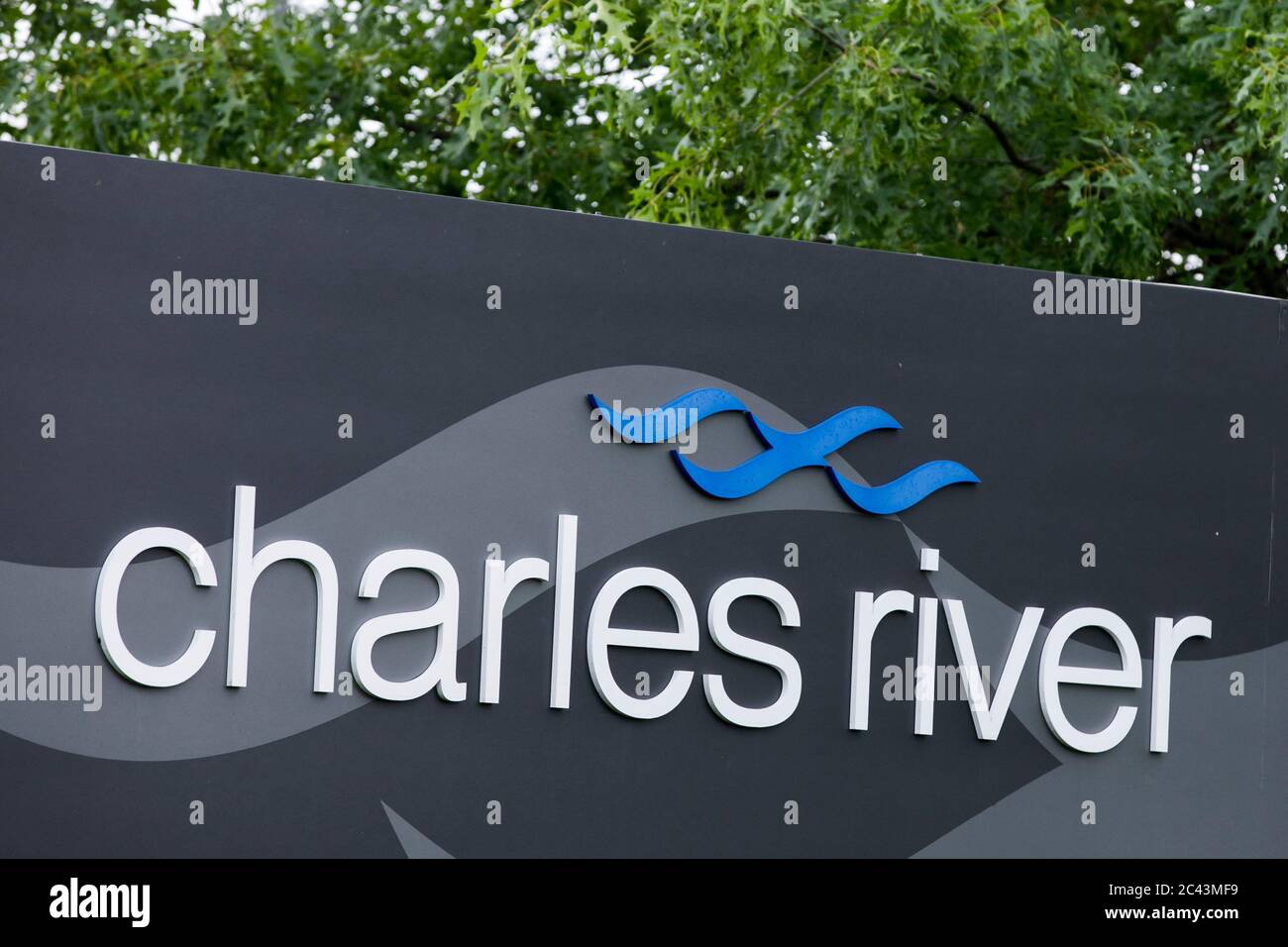 A logo sign outside of a facility occupied by Charles River Laboratories in Frederick, Maryland on June 10, 2020. Stock Photo
