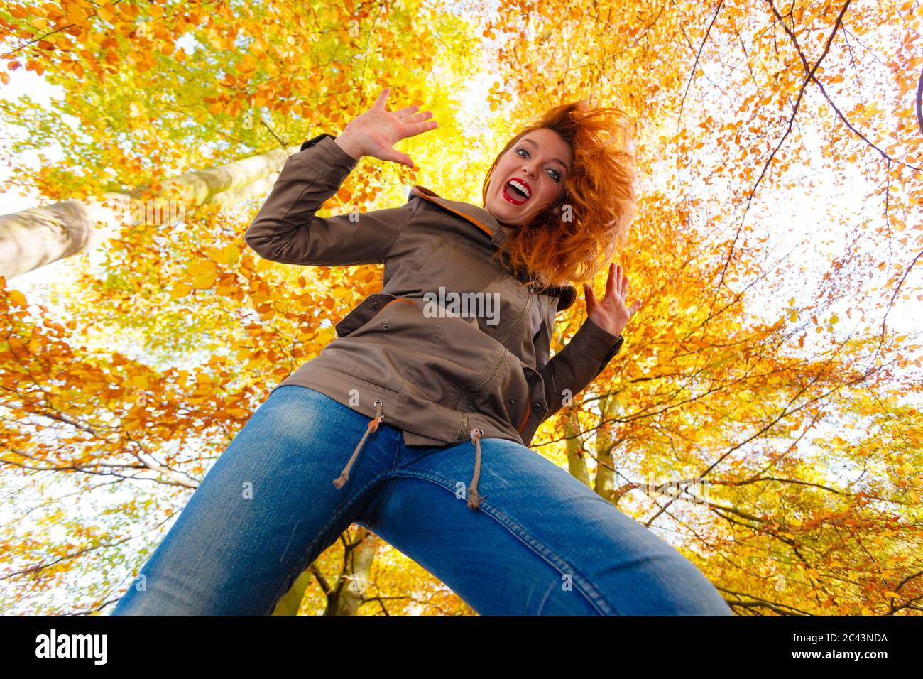 Screaming happy ginger woman hi-res stock photography and images - Alamy