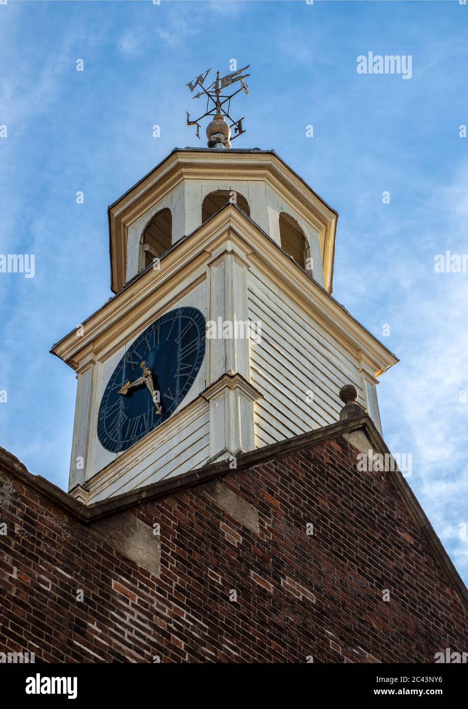 ROYAL TUNBRIDGE WELLS, KENT, UK - SEPTEMBER 15, 2019:  The Clock Tower of the Church of King Charles the Martyr Stock Photo