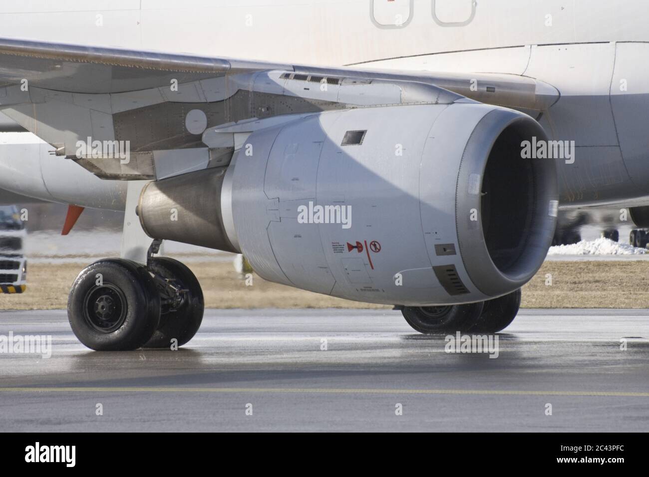 Airplane engine on the runway Stock Photo - Alamy