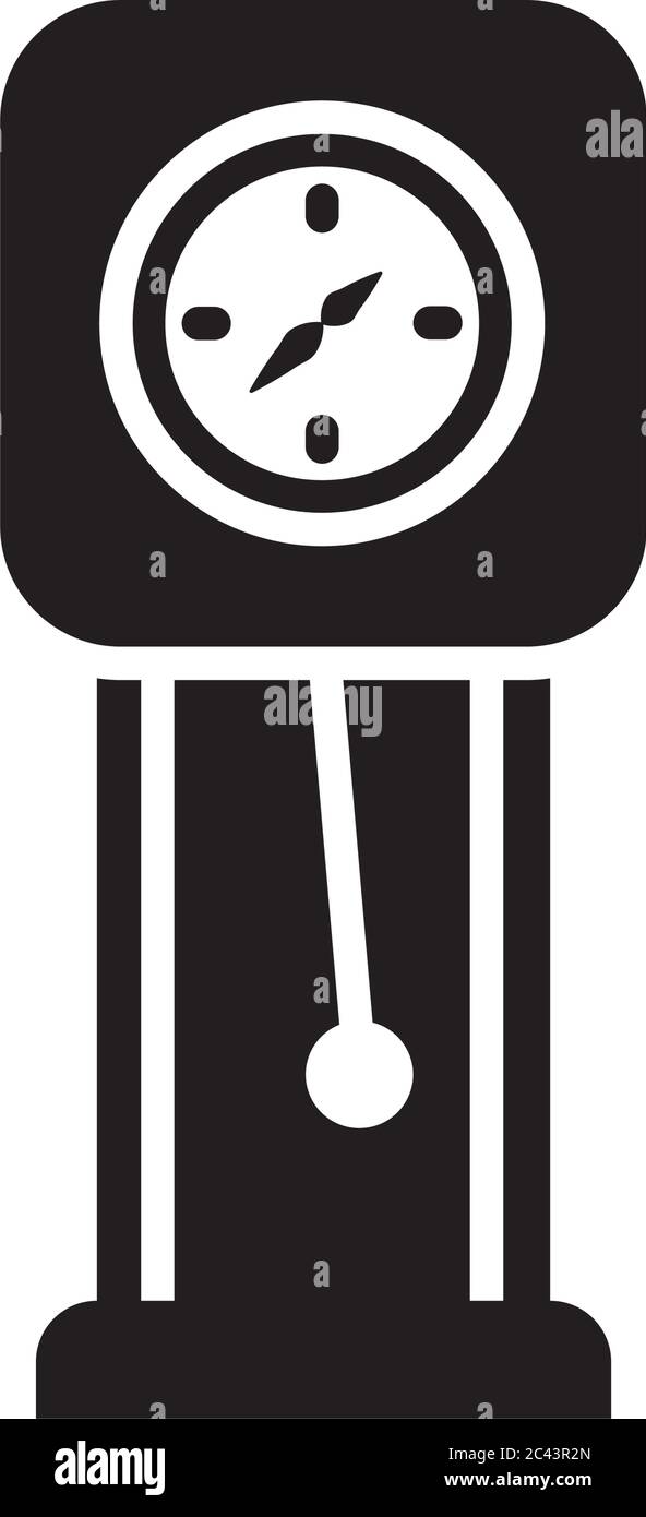 old vintage clock icon over white background, silhouette style, vector ...