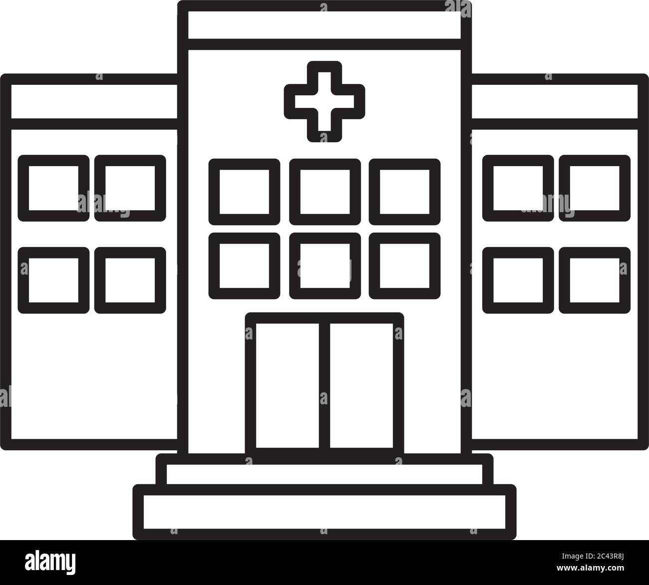 hospital building icon over white background, line style, vector ...