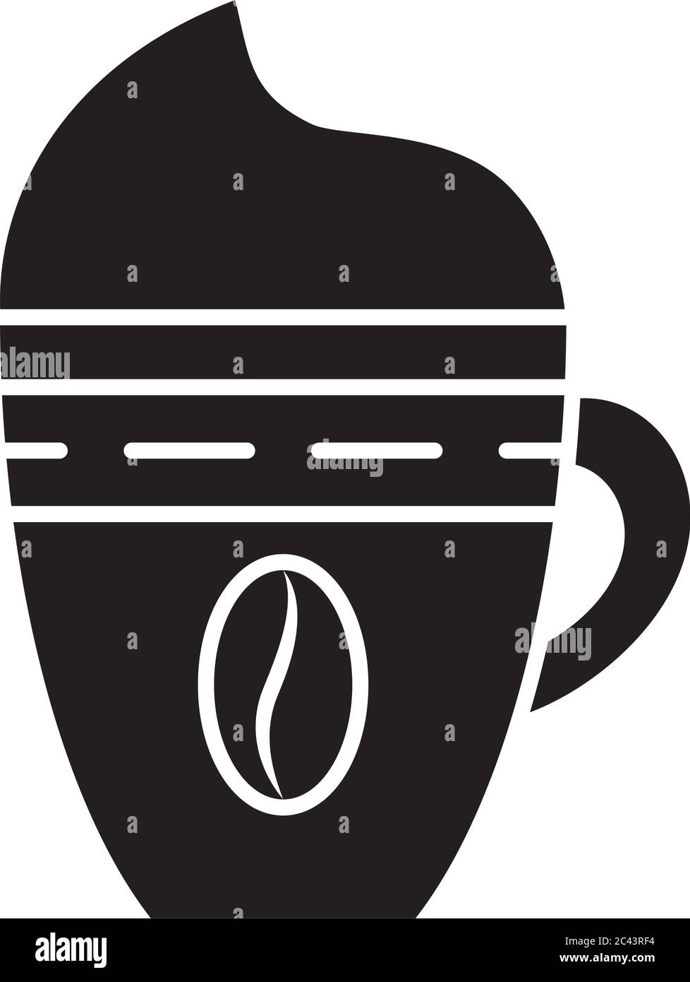 Coffee Cup With Coffee Bean Icon Over White Background Silhouette Style Vector Illustration Stock Vector Image Art Alamy