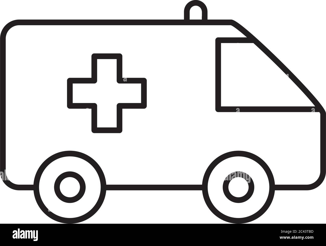 medical ambulance icon over white background, line style, vector illustration Stock Vector