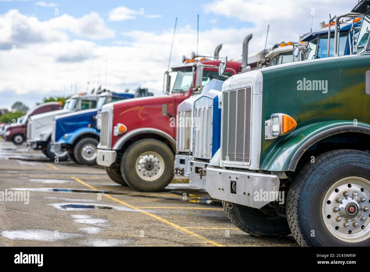 Different makes, models and colors big rigs tipper industrial freight ...